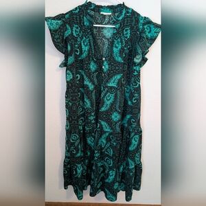 Entro Green and Black Floral Dress